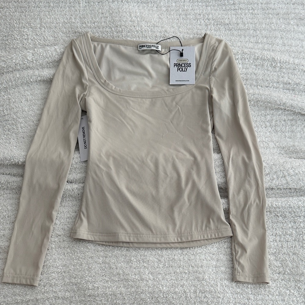 Princess Polly Cream Long Sleeve Tee